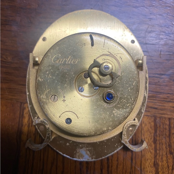 Vintage Cartier Black and Gold Oval Desk Clock - Picture 4 of 7